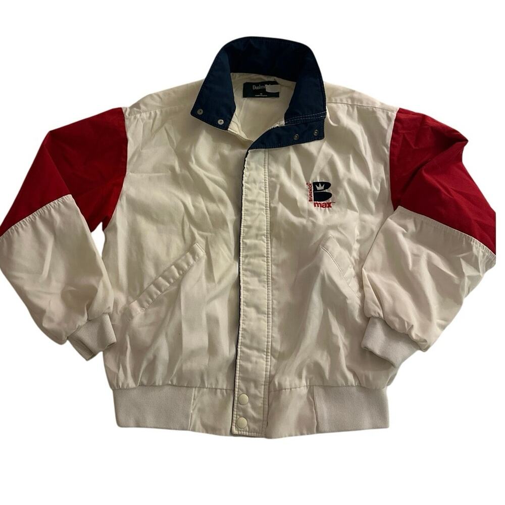 Vintage Dunbrooke Brunswick Max Bowling Jacket Mens M Red White Blue USA 80s